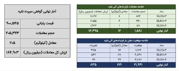 معامله ۲۰۵ کیلوگرم نقره در بازار گواهی سپرده و ۱۶ کیلوگرم در بازار آتی