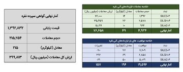 معامله ۲۶۵ کیلوگرم شمش نقره در بورس کالا