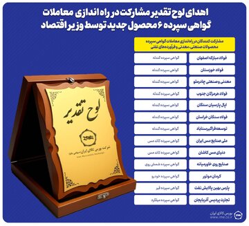 اهدای ۱۳ لوح تقدیر به پاس مشارکت در توسعه بازارهای مالی/
گواهی سپرده جدید کالایی رونمایی شدند