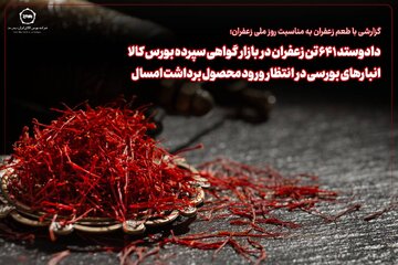 دادوستد ۶۴۱ تن زعفران در بازار گواهی سپرده بورس کالا/
انبارهای بورسی در انتظار ورود محصول برداشت امسال