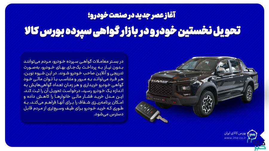 تحویل نخستین خودرو با مکانیسم گواهی سپرده در بورس کالا/ مردم می توانند به شیوه ای نو و تدریجی خودرو بخرند