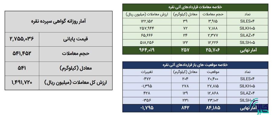 معامله ۷۹۹ کیلوگرم شمش نقره در بورس کالا