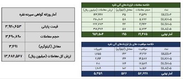 ‌خلاصه معاملات بازار نقره در روز ۹ دی ۱۴۰۴