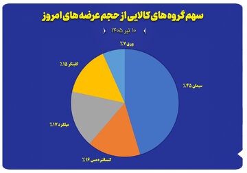 سهم گروه های کالایی از حجم عرضه های امروز (۱۰ تیرماه)